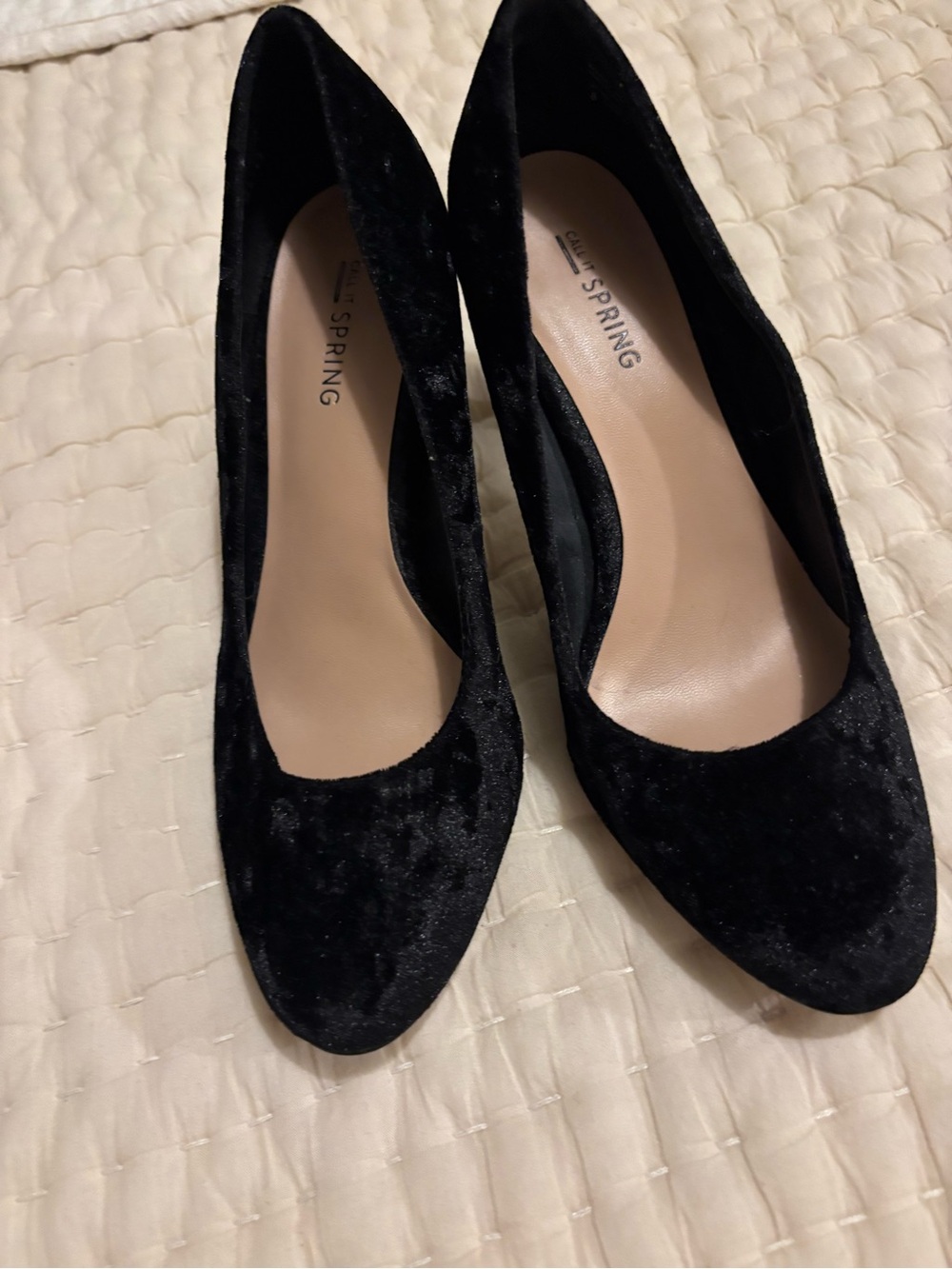 Call It Spring Black Velvet Pointed Pumps